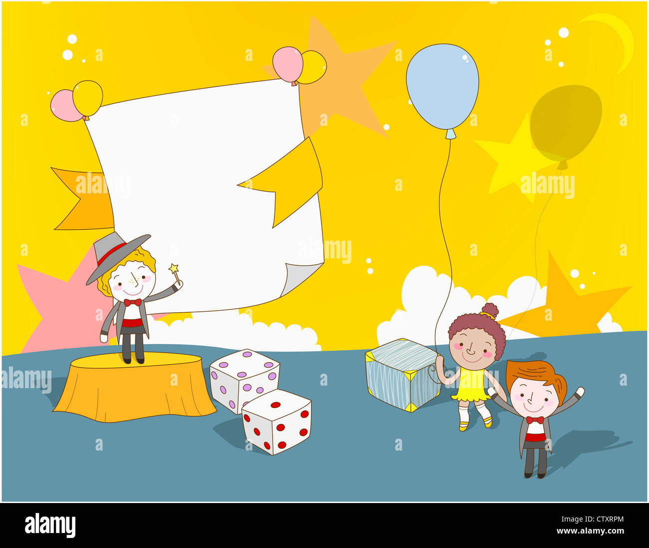 Multicultural children in the magic show Stock Photo - Alamy