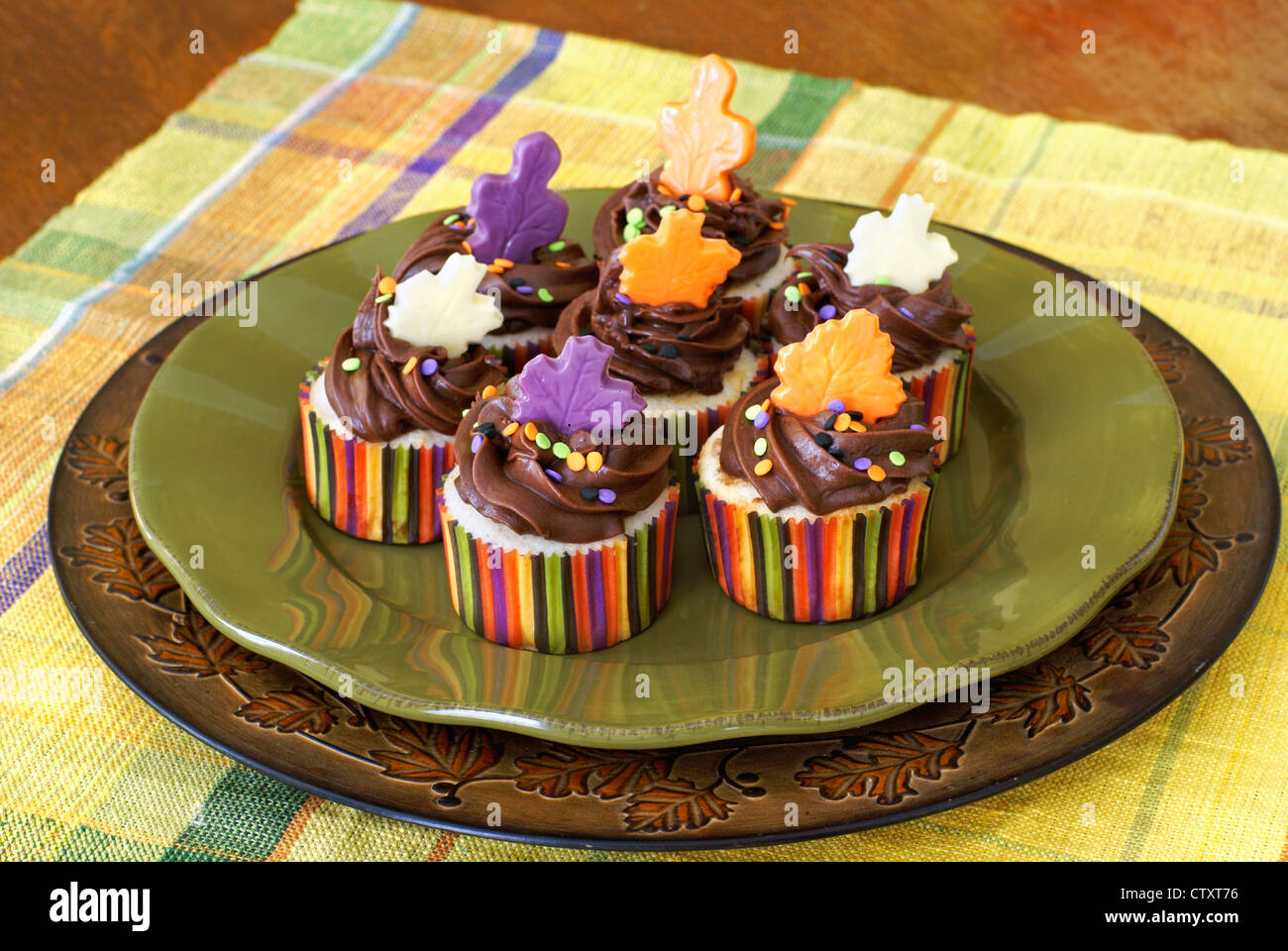 Vanilla Cupcakes With Chocolate Ganache Decorated With Chocolate