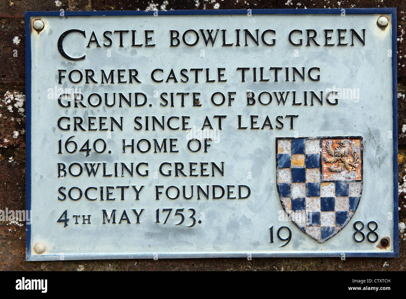 Sign at the Castle Bowling Green in Lewes, East Sussex, England. Stock Photo