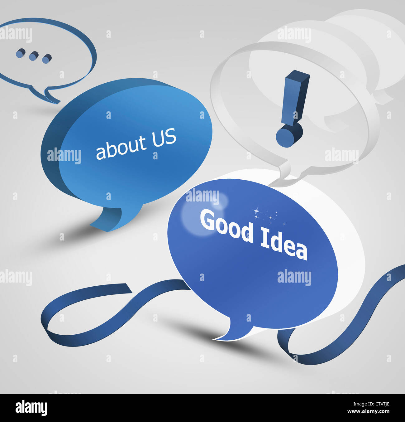 Speech bubble with Good idea and about us Stock Photo - Alamy