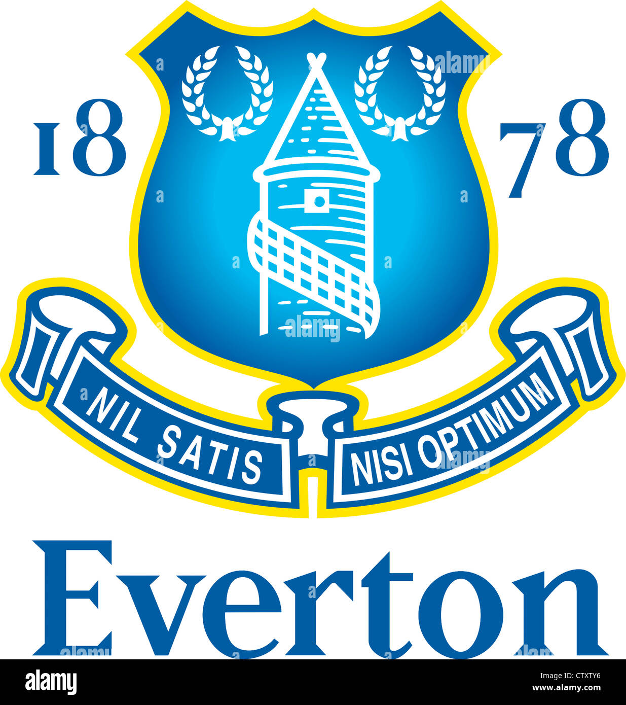 Logo of English football team Everton Football Club. Stock Photo