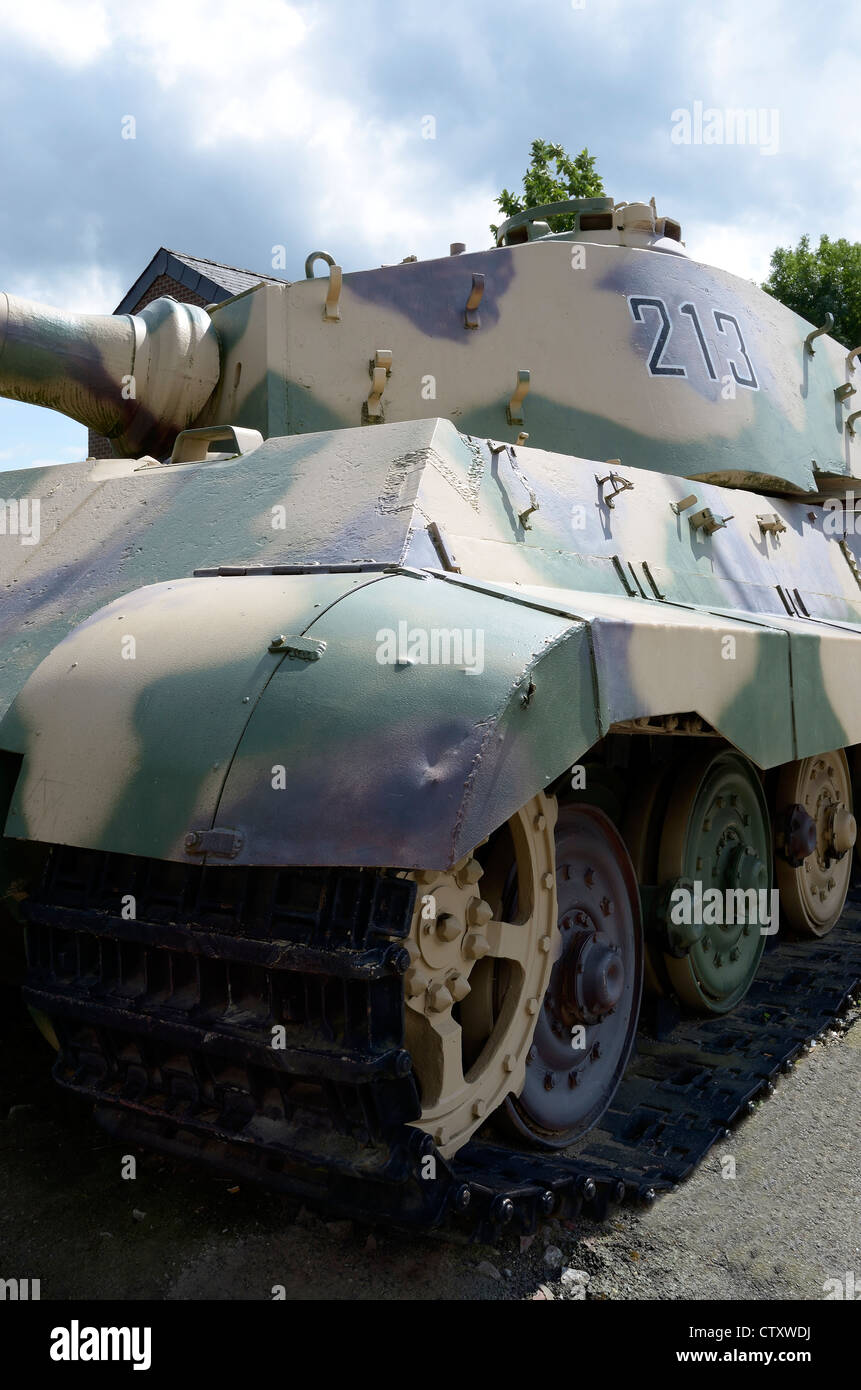 PRESERVED GERMAN ROYAL TIGER TANK DISABLED IN THE ARDENNES DURING THE BATTLE OF THE BULGE.   LA GLEIZE.  BELGIUM.  EUROPE Stock Photo