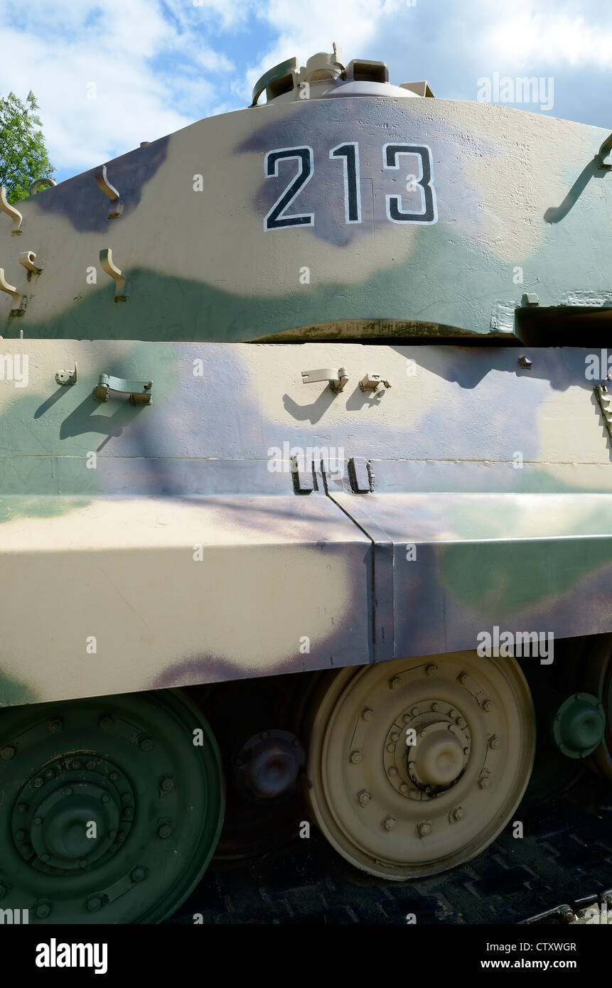 PRESERVED GERMAN ROYAL TIGER TANK DISABLED IN THE ARDENNES DURING THE BATTLE OF THE BULGE.   LA GLEIZE.  BELGIUM.  EUROPE Stock Photo