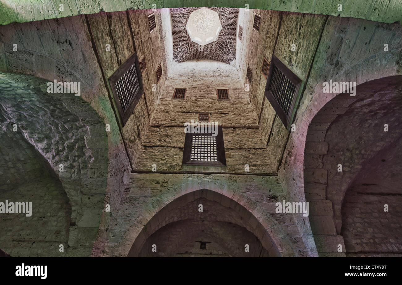 interior of mosque, Citadel or Fort of Qaitbay, Alexandria, Egypt. Stock Photo