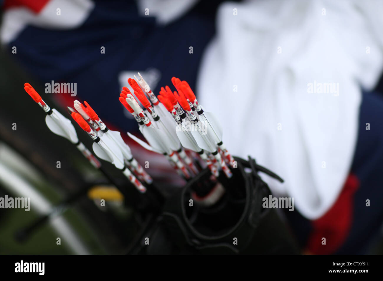 Archery arrows detail of professional competition arrows Stock Photo