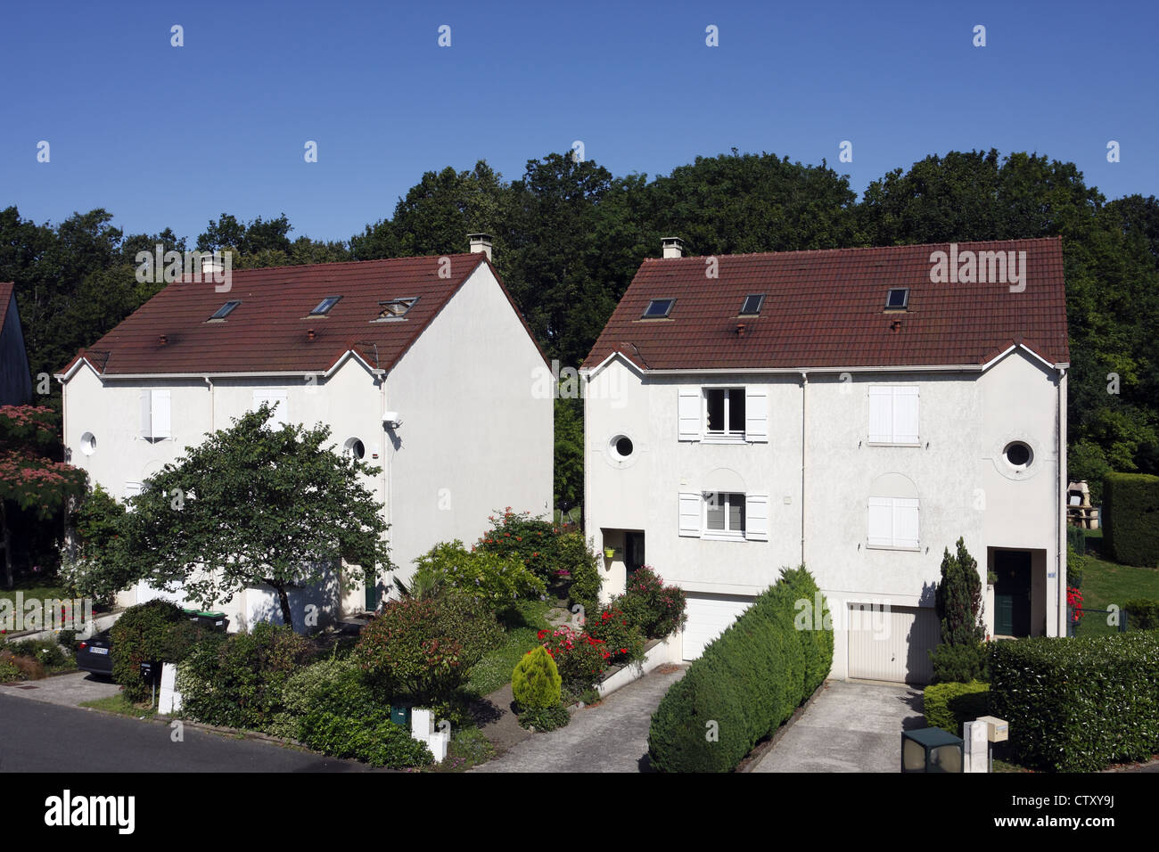 Semi Detached Houses, Suburbs, Paris, France Stock Photo Alamy