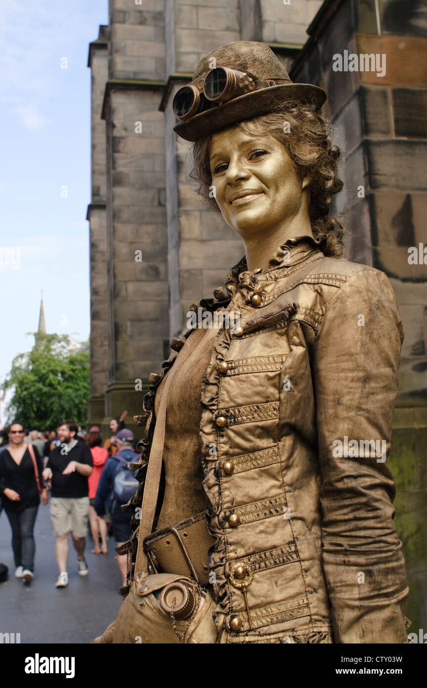 A Living Statue performing on The Royal Mile during the Edinburgh