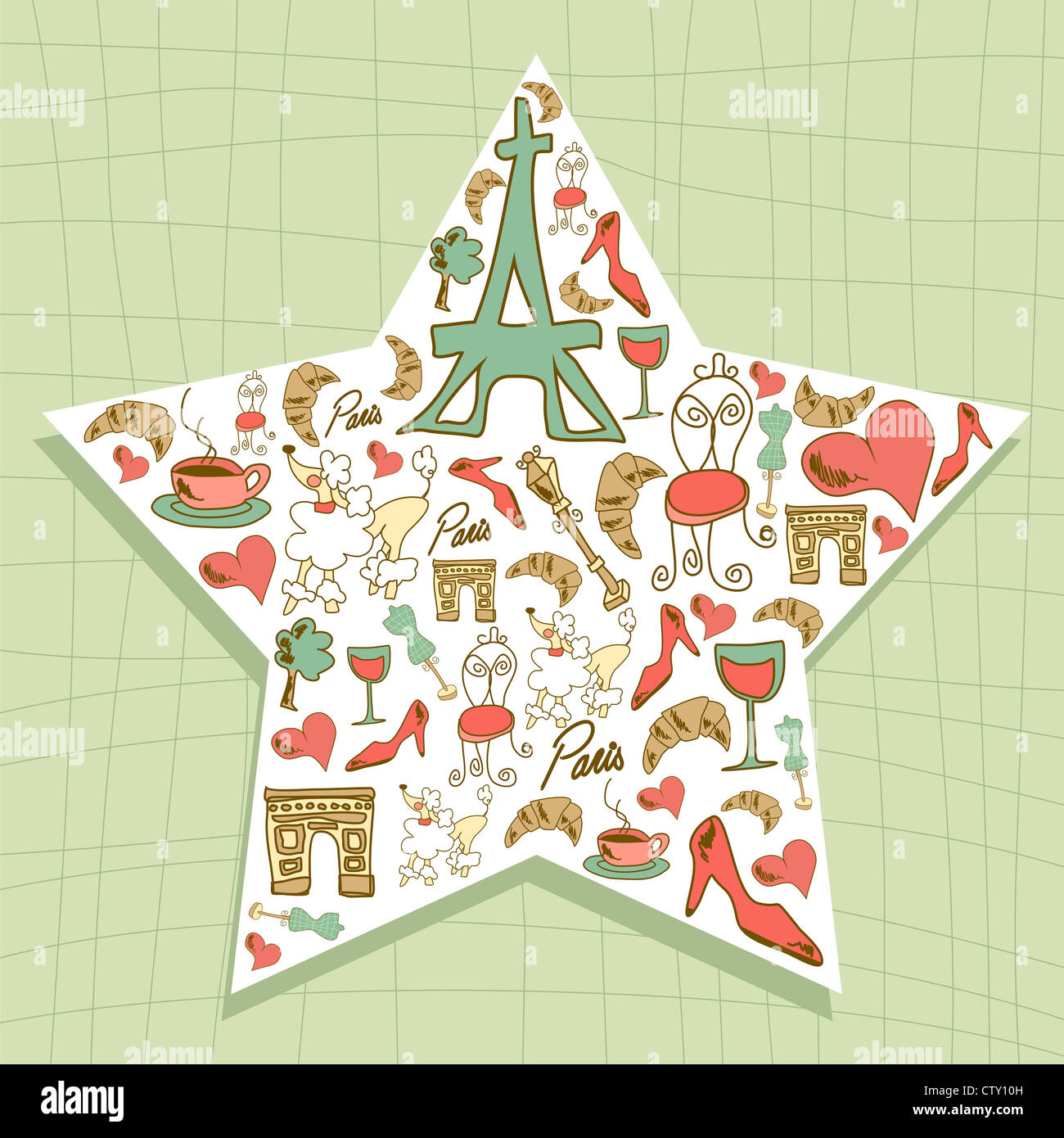 Hand drawn travel paris icon set star Vector file layered for easy ...