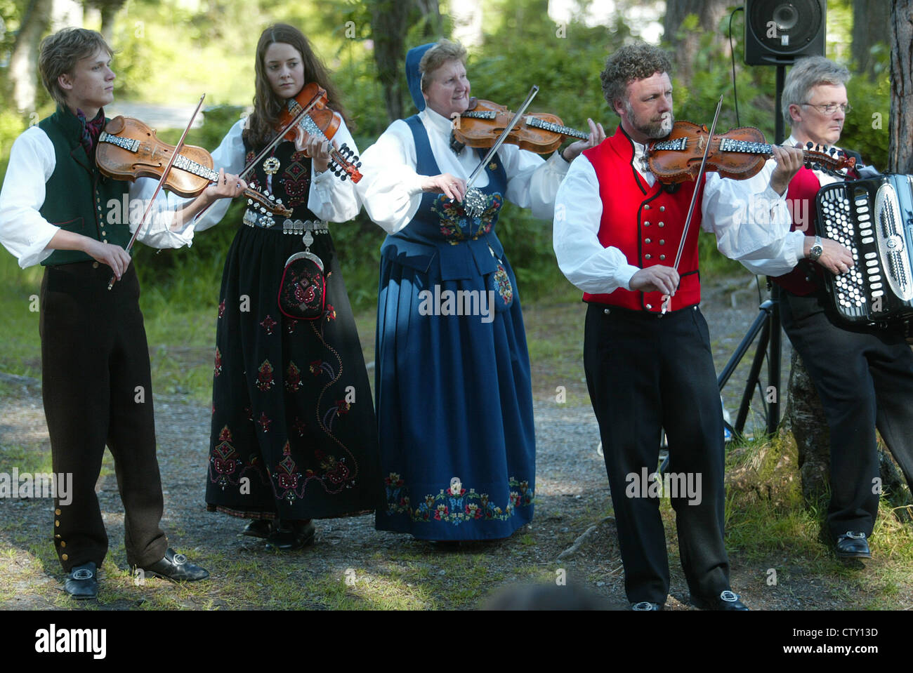 Norwegian folk music and dancing at Sunnmore Museum in Alesund, Norway