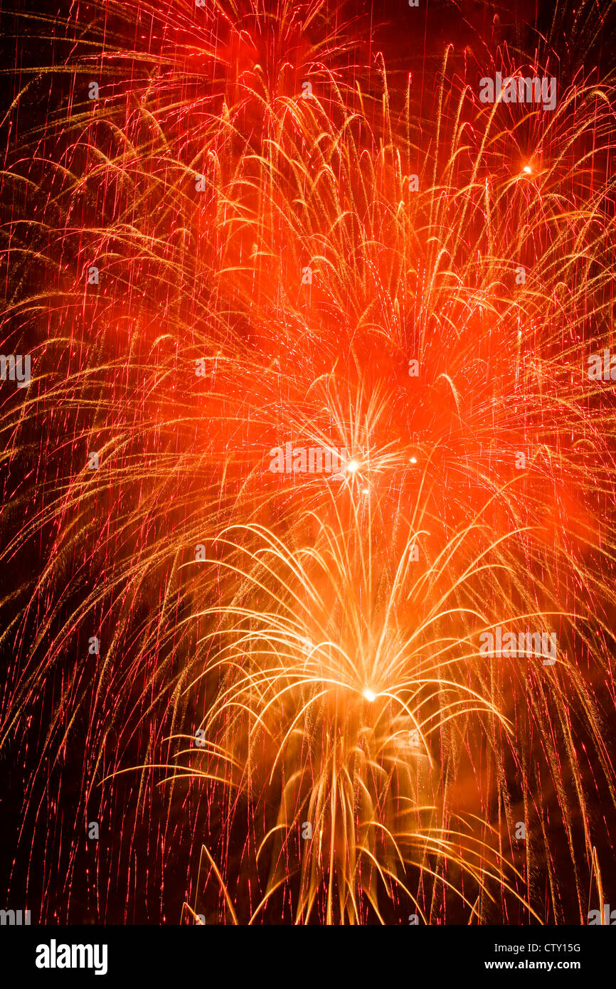 Blanes Fireworks  International Competition, Valecea Pyrotechnics - Blanes - Girona - Costa Brava - Spain Stock Photo