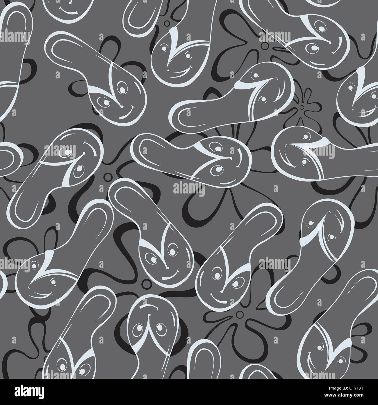 Contour flip flops with eyes seamless pattern vector illustration Stock ...