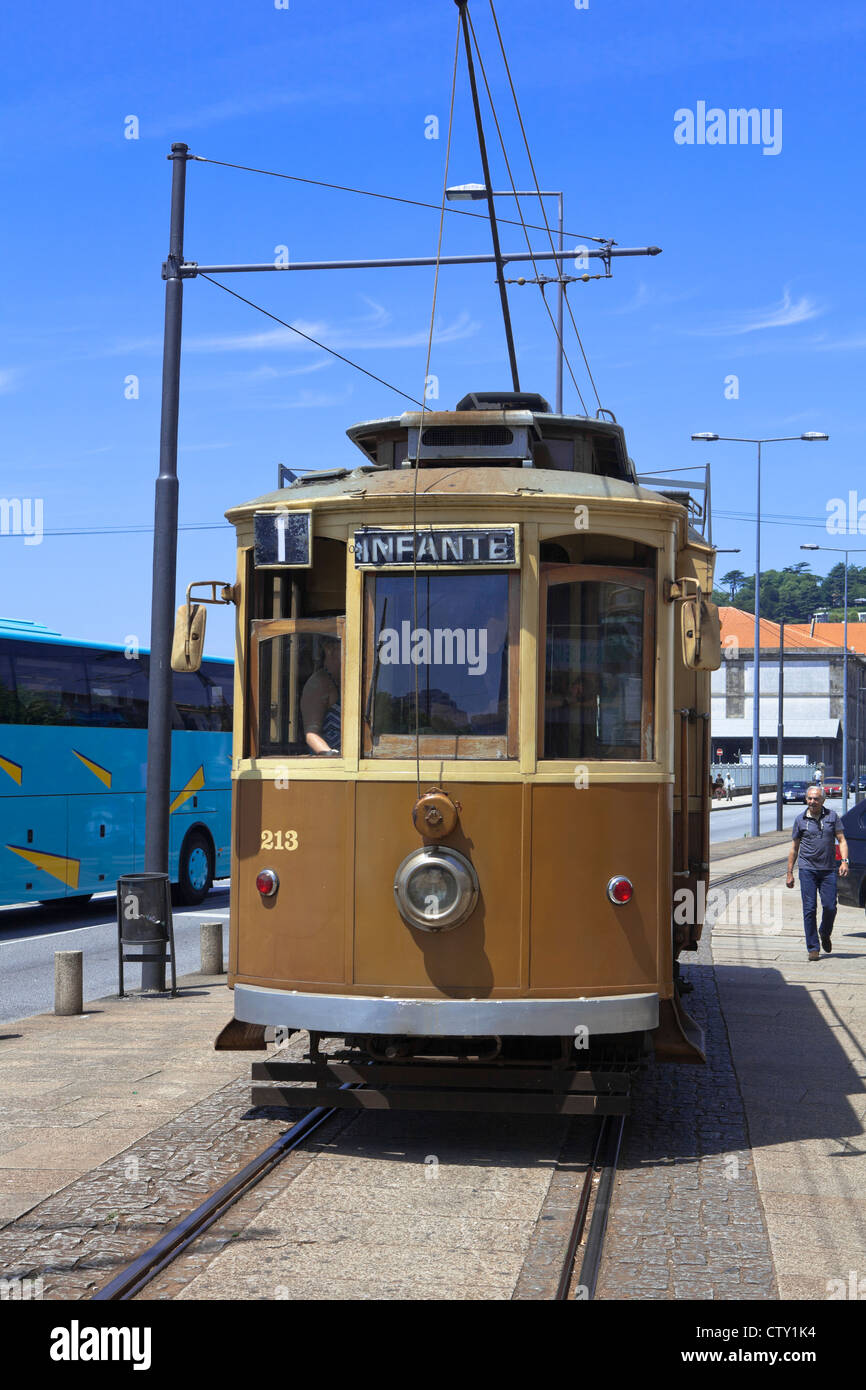 Tramway in the street, Porto, Portugal, South Europe, EU. Stock Photo