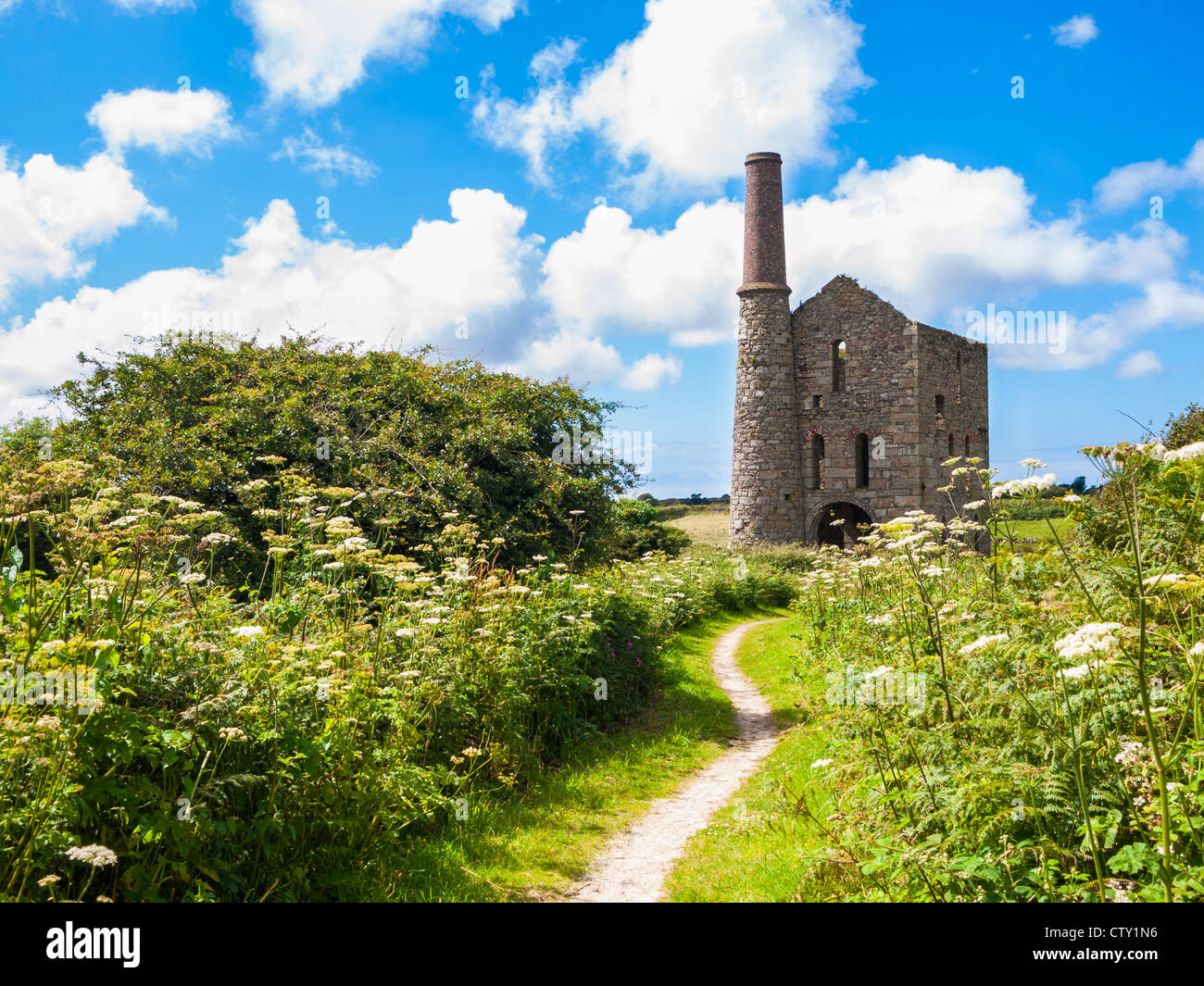 Part of the Cornish Mining world heritage site at South Wheal Frances Stock Photo