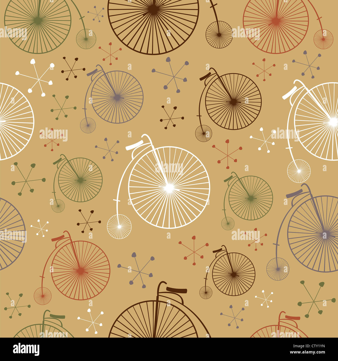 Retro bikes set seamless pattern background. Vector illustration layered for easy manipulation and custom coloring. Stock Photo
