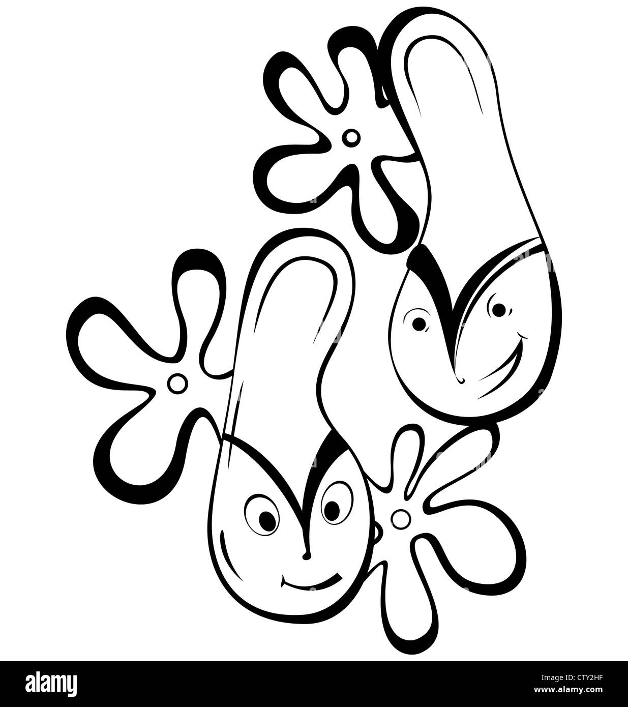 Black and white contour flip flops with eyes vector illustration Stock ...