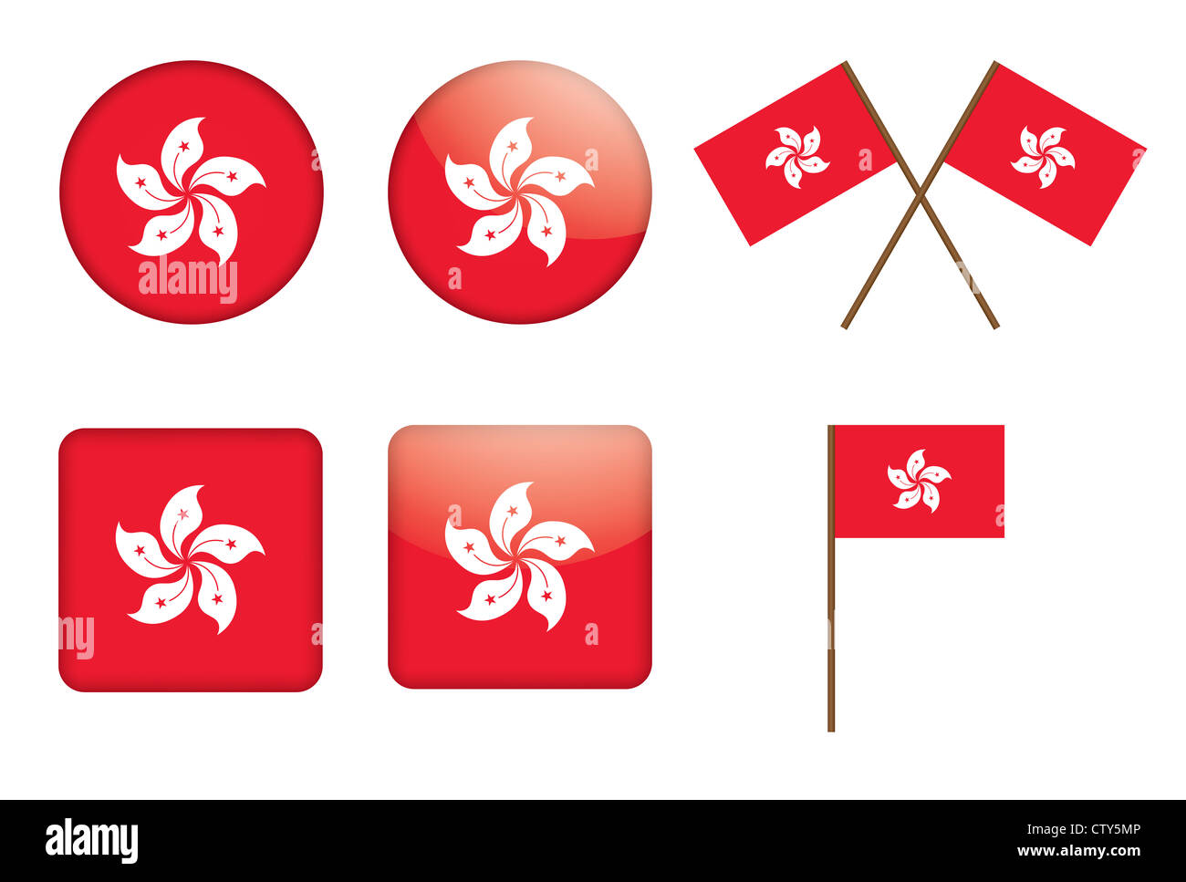 set of badges with flag of Hong Kong illustration Stock Photo