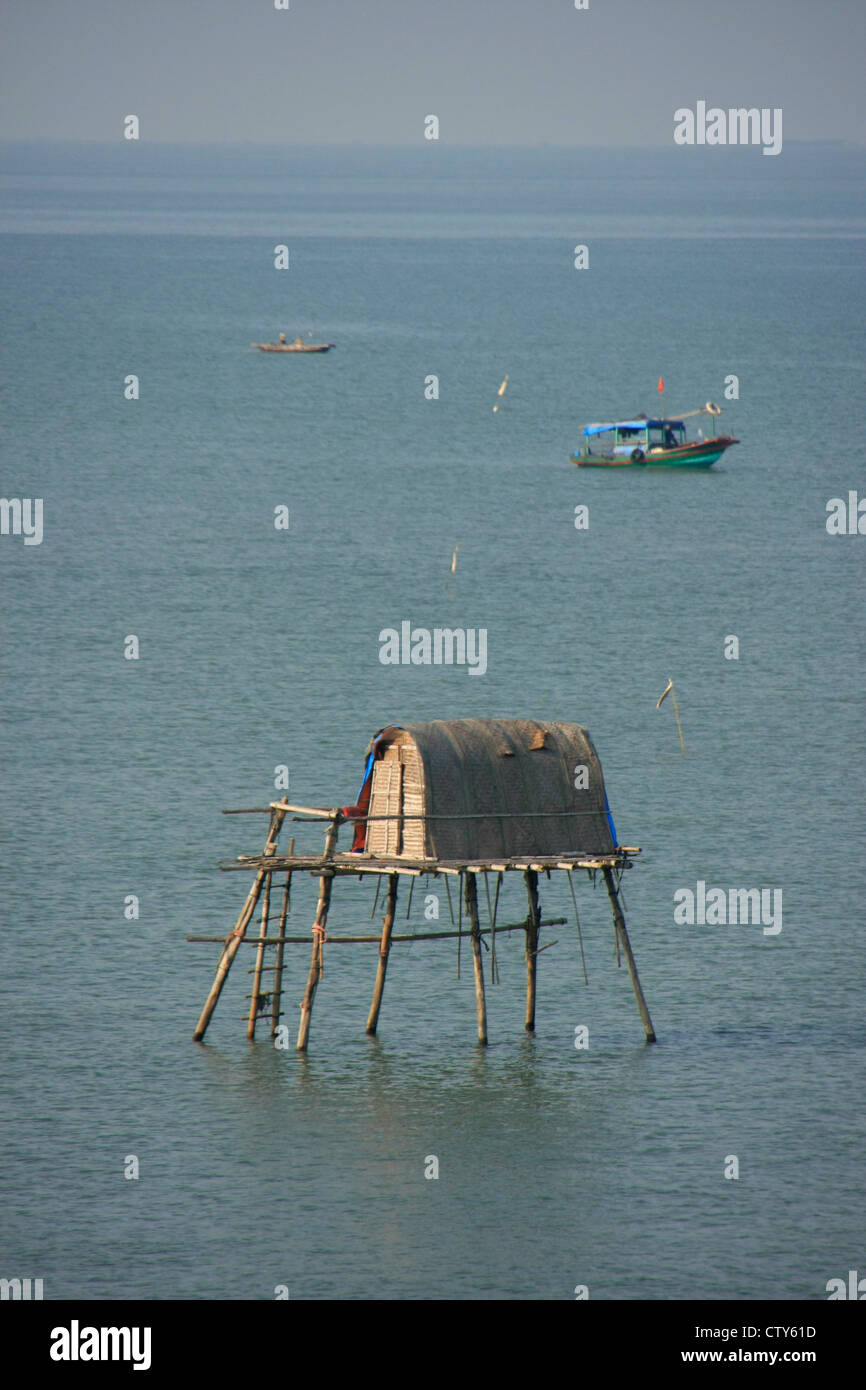 Traditional stilt house, Halong Bay, Vietnam Stock Photo