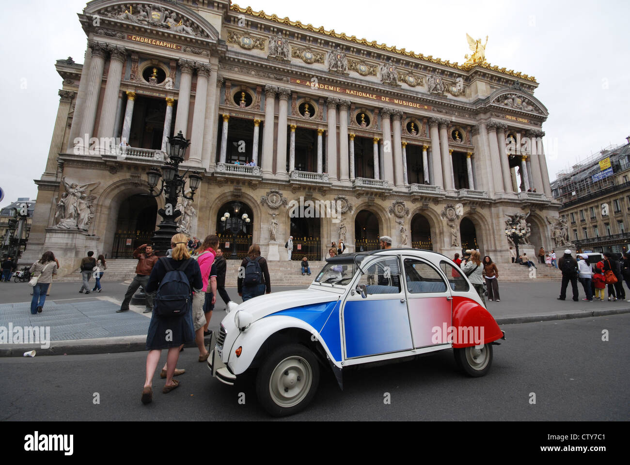 l'Opera, with classic Citroen of Paris Authentic, Paris France Stock Photo