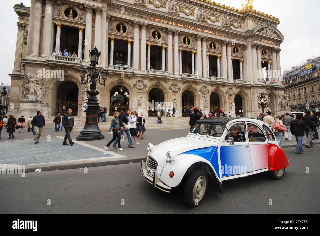 l'Opera, with classic Citroen of Paris Authentic, Paris France Stock Photo
