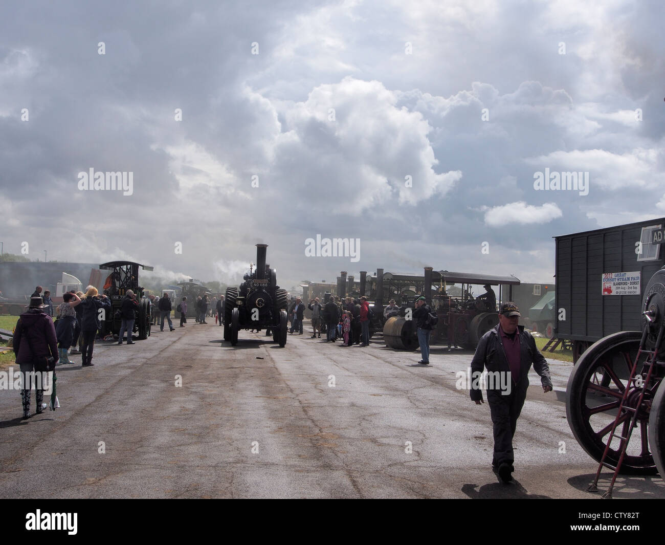 a collection of steam engines and steam rollers at a steam rally in ...