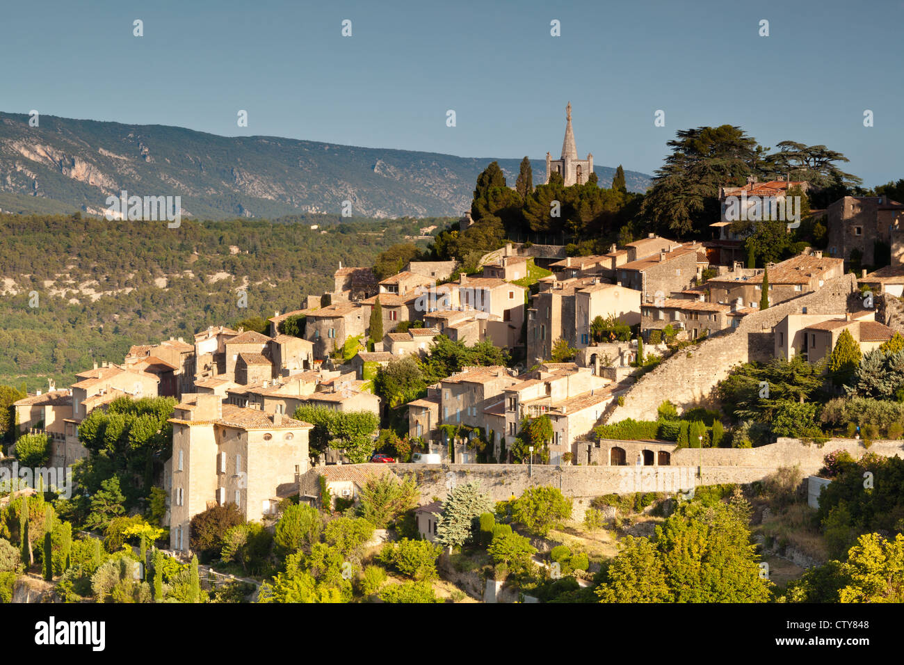 Sunrise over Bonnieux in Provence Stock Photo