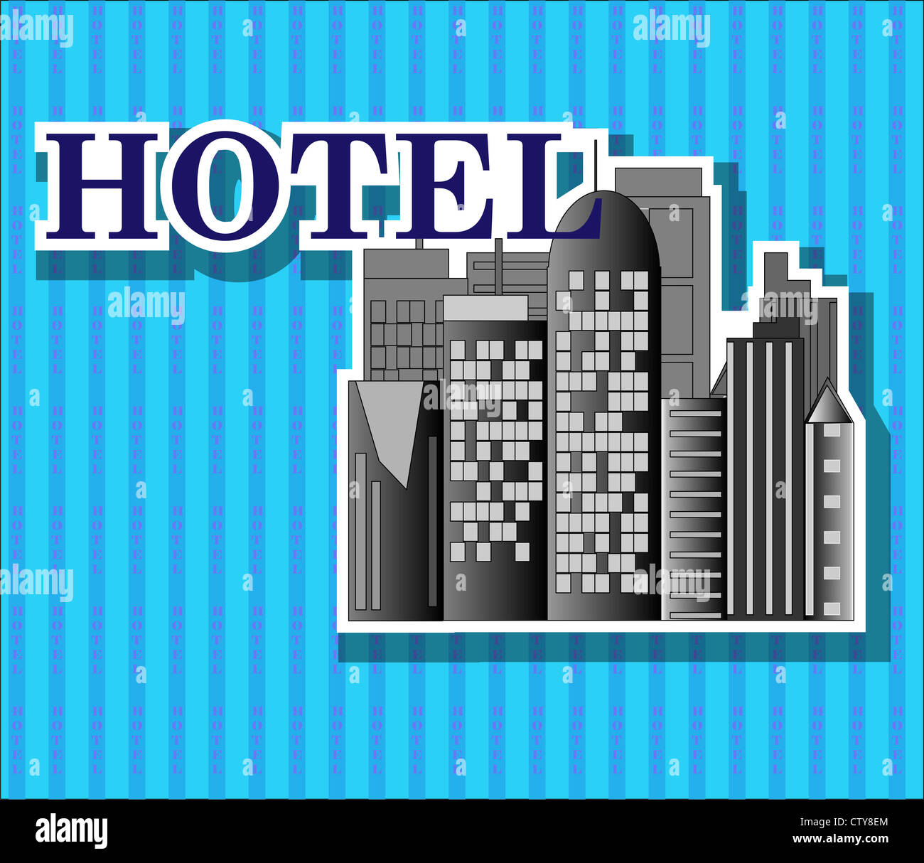 Black hotel buildings with blue background Stock Photo