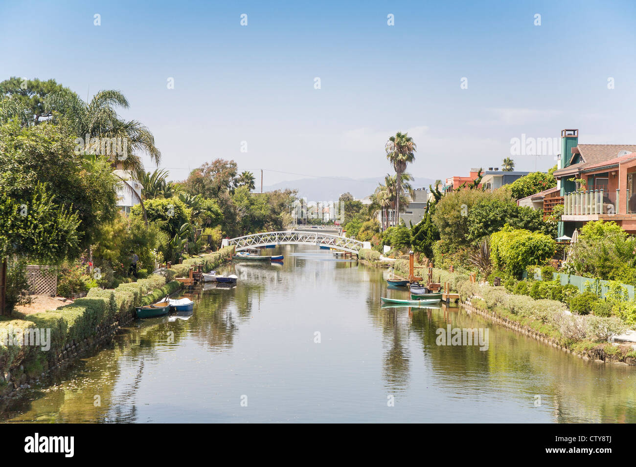 Houses and canal at Venice, Los Angeles, California, USA Stock Photo
