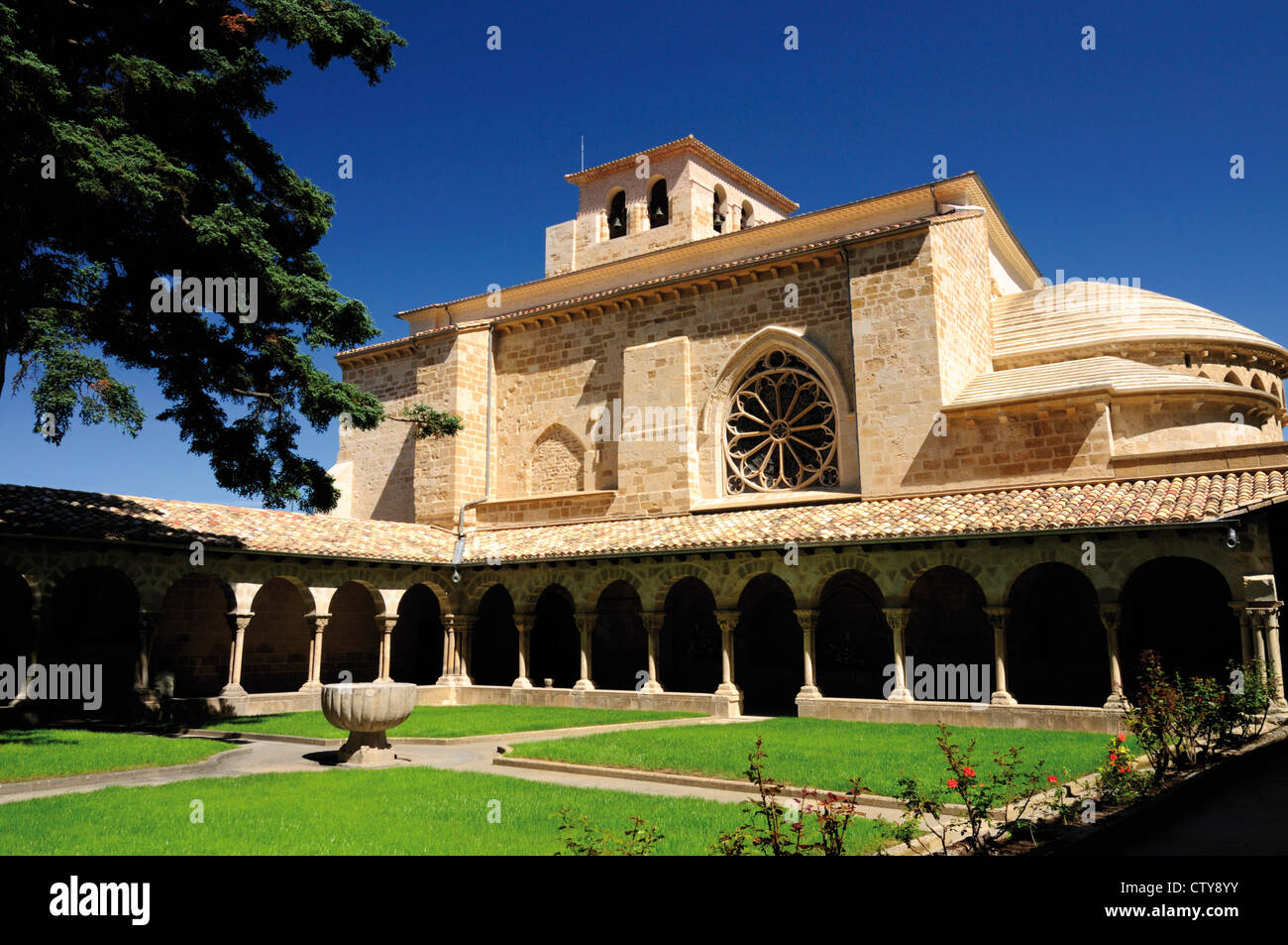 Spain, St. James Way: Romanesque church San Pedro de la Rua in Estella Stock Photo