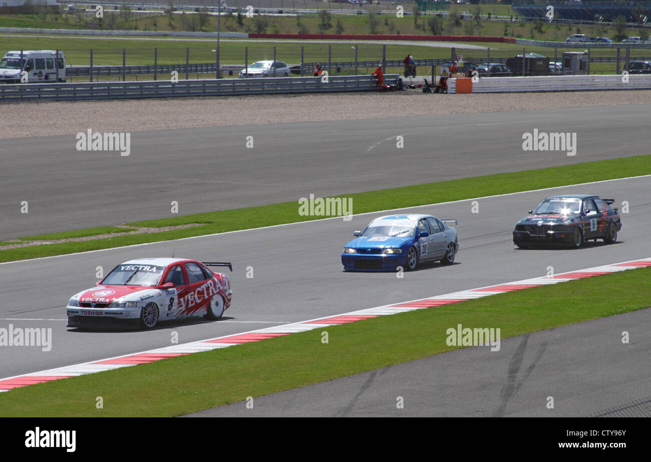Race at Fujifilm Touring Car Trophy 1970-2000 Silverstone Classic July 22 2012 Vauxhall Vectra at front Stock Photo