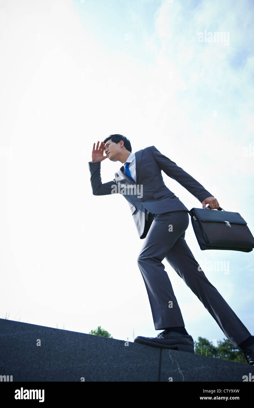 A businessman walking with the briefcase Stock Photo - Alamy