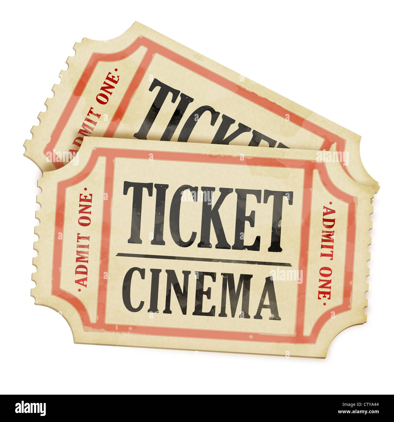 Vintage paper tickets on white background Stock Photo
