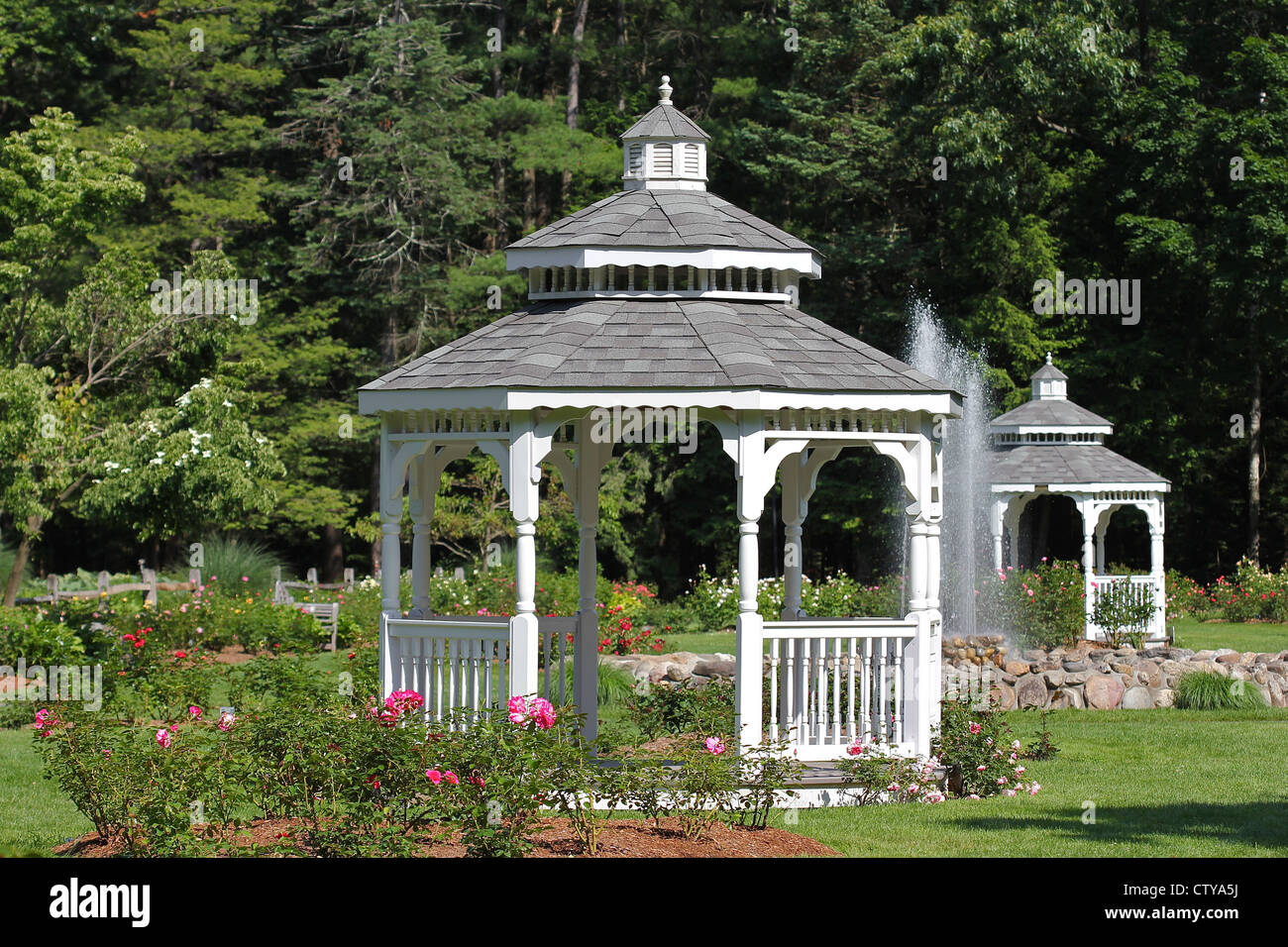Gazebos in the rose garden at Stanley Park, Westfield, Massachusetts