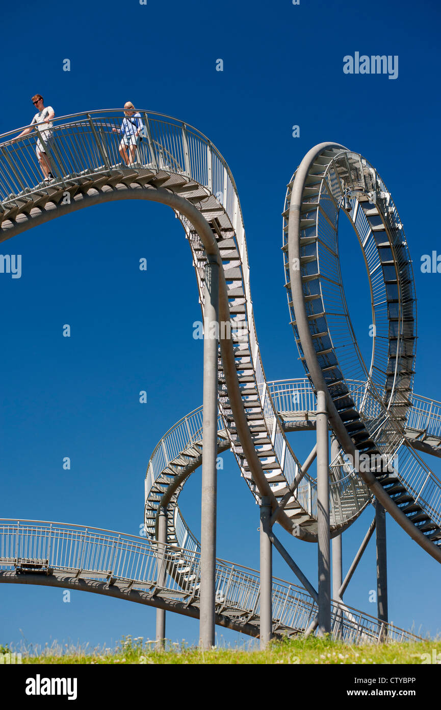 'Turtle and Tiger' pedestrian roller coaster sculpture on Magic Mountain in Duisburg Germany Stock Photo