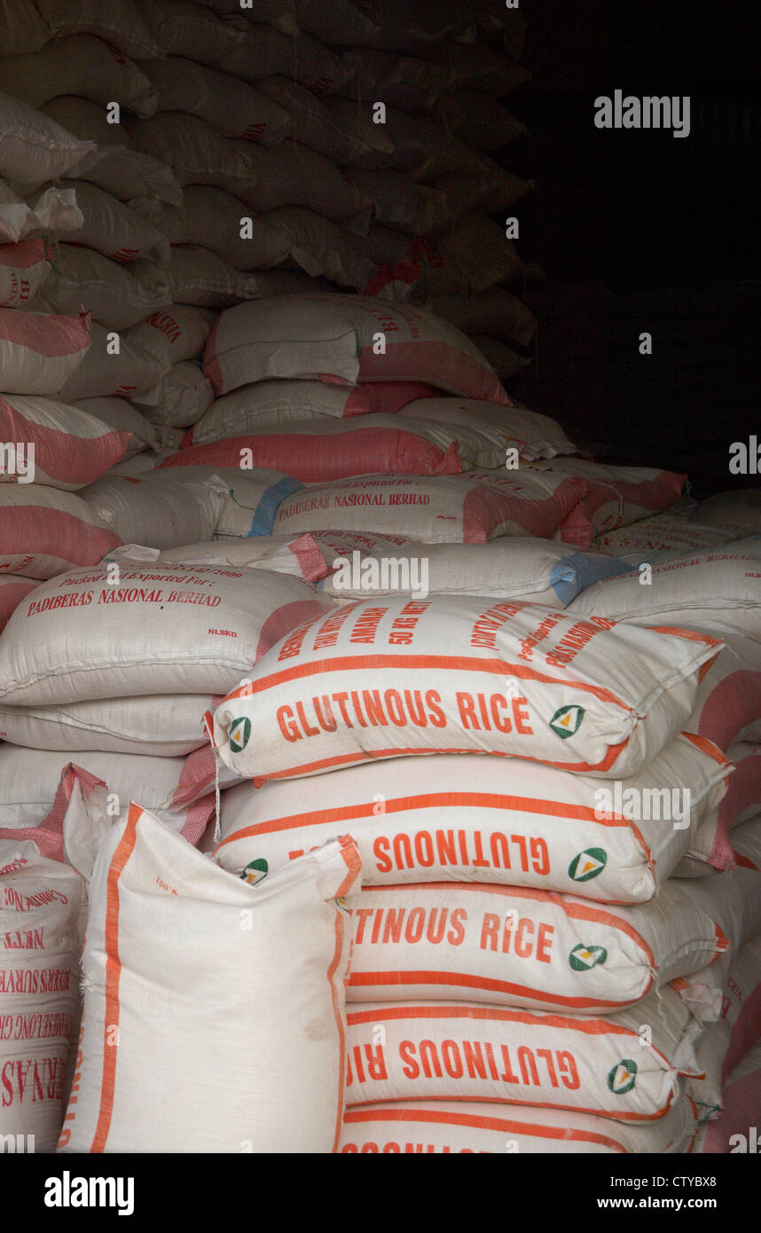 stack of rice sacks Stock Photo Alamy