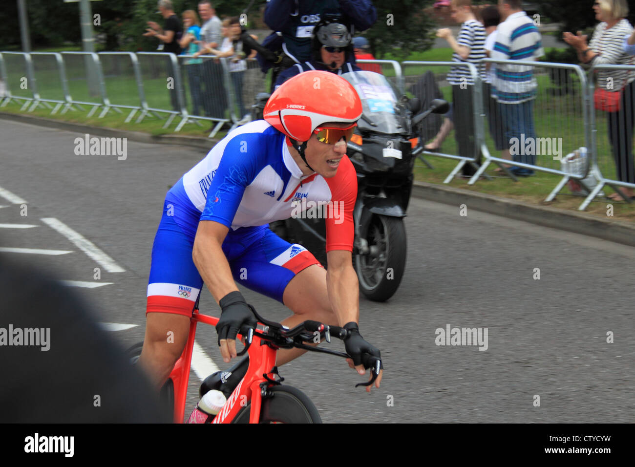 London 2012 Olympic Men's Cycling Time Trial. East Molesey, Surrey, England, UK, Europe. Sylvain Chavanel, France, 29th Stock Photo
