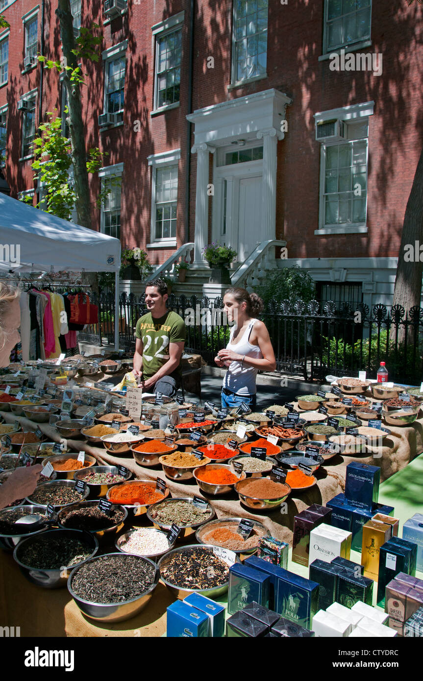 Weekend  Street Market spices West Village Washington Square North ( Greenwich )  Manhattan New York United States of America Stock Photo