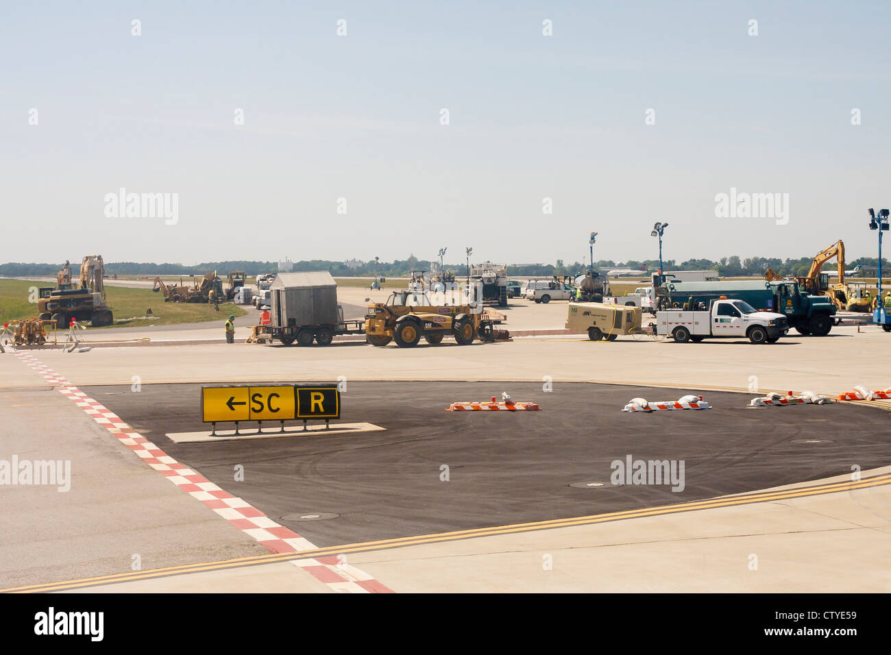 Construction at Atlanta Airport runways Stock Photo