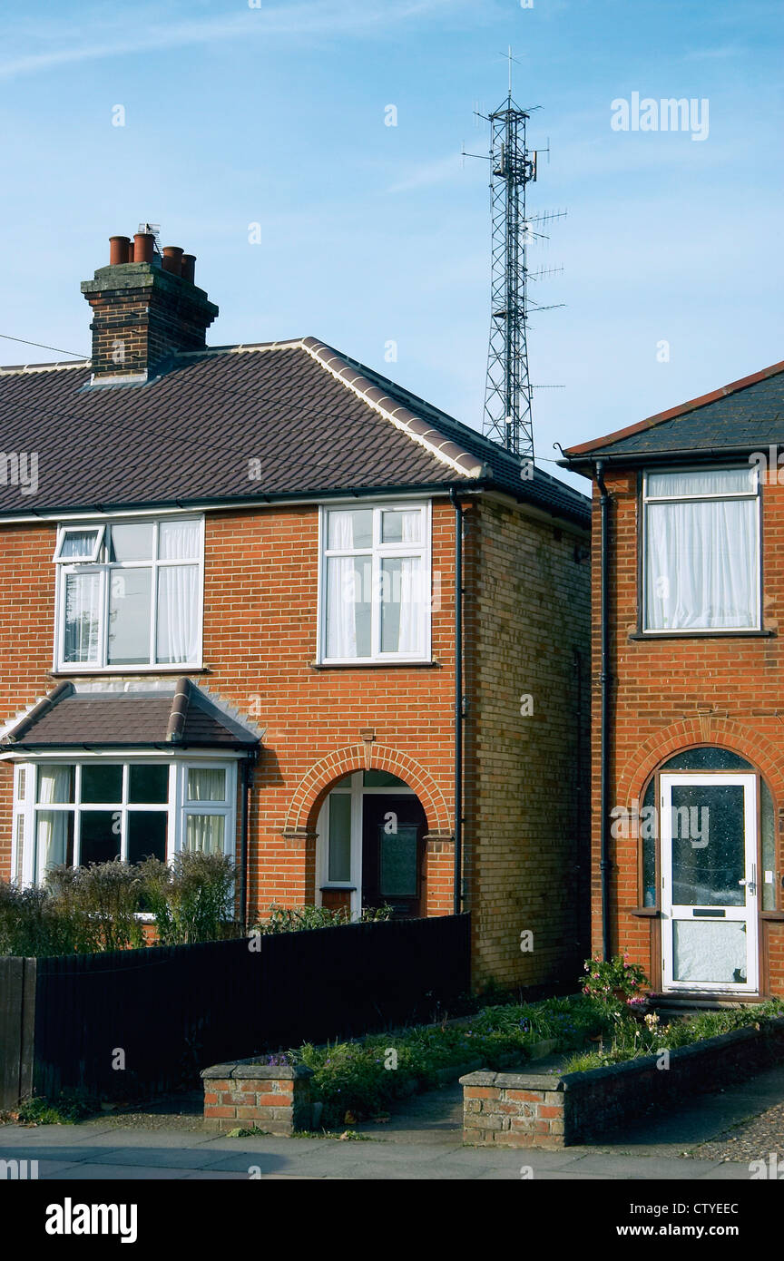 Mobile phone mast near dwellings. England UK Stock Photo Alamy