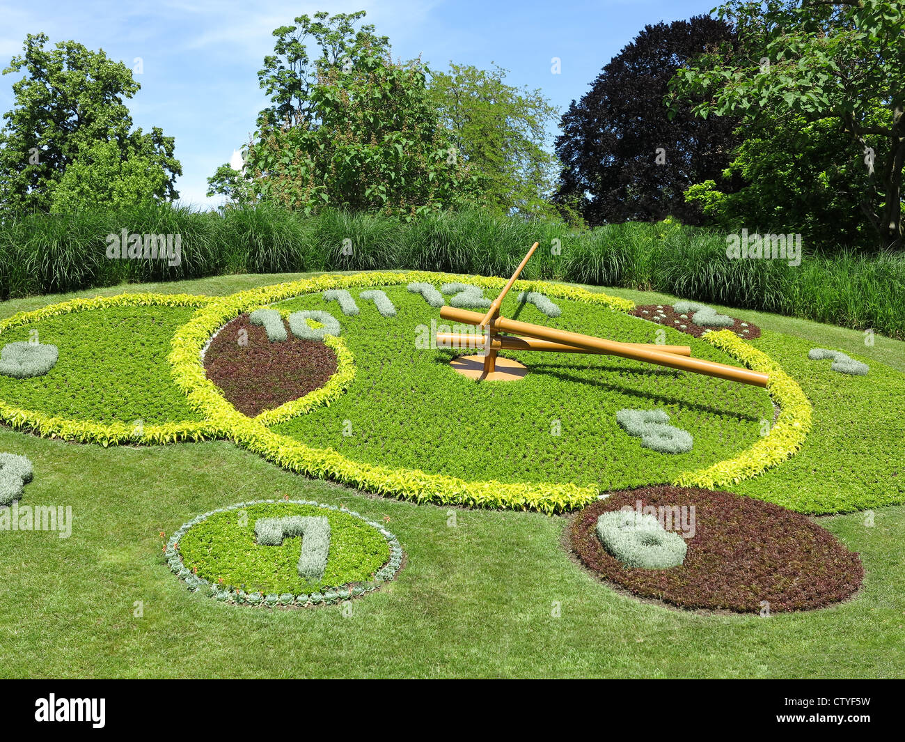 The flower clock in the gardens beside Lake Geneva in Geneva