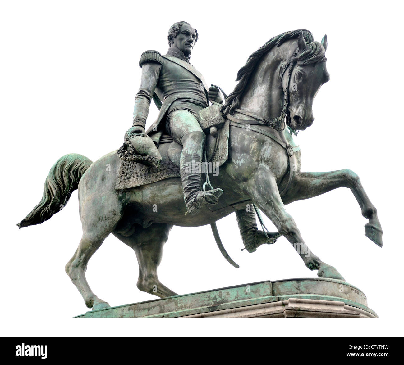 Antwerp / Antwerpen, Belgium. Statue: Leopold I (1867 by Willem Geefs) in Leopoldplaats Stock Photo