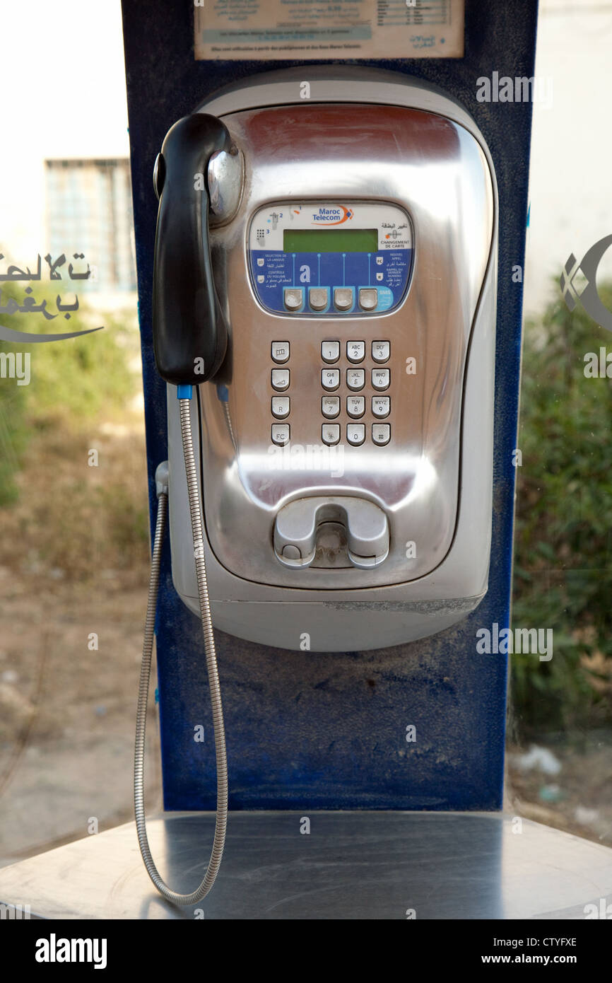 A Maroc Telecom phone box, Essaouira, Morocco Africa Stock Photo