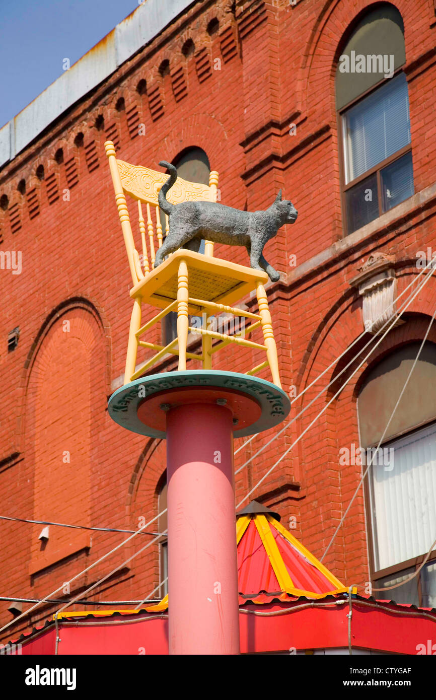 Art Deco Buildings and Cat of Chairs and Creepy Crawlers on Buildings on  Spadian Avenue in Toronto;Ontario;Canada Stock Photo