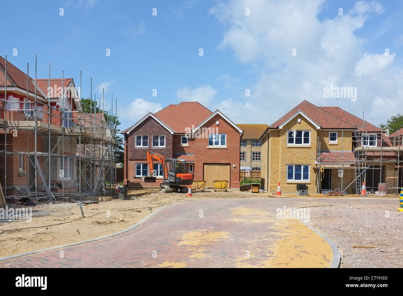 New detached houses under construction - UK Stock Photo