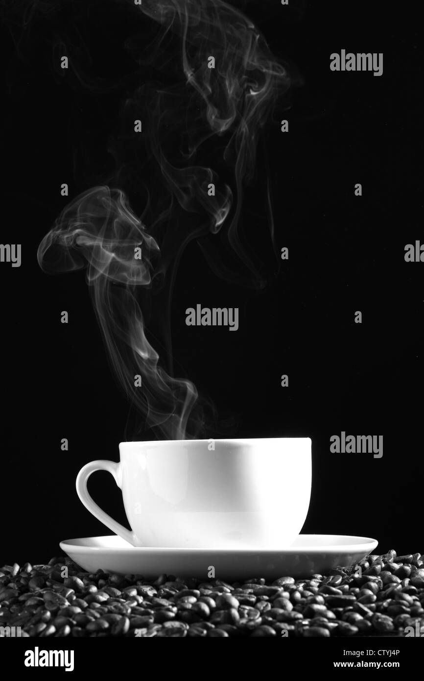 hot coffee and beans Stock Photo Alamy