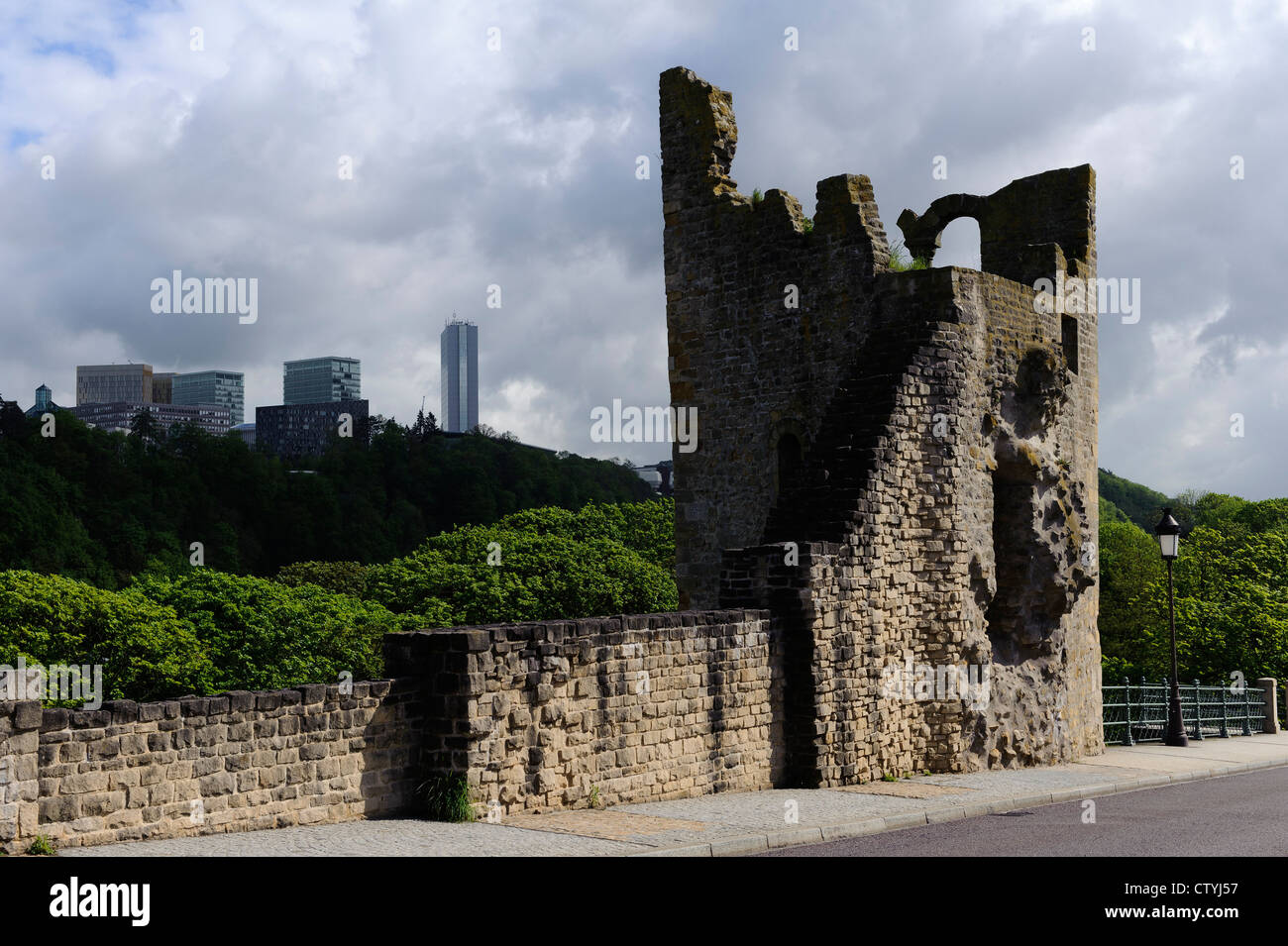 fortress and Europe-Center Kirchberg, City of Luxembourg Stock Photo