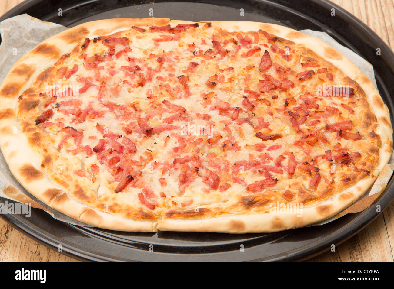 Traditional Tarte Flambe from the Alsace region of France having just