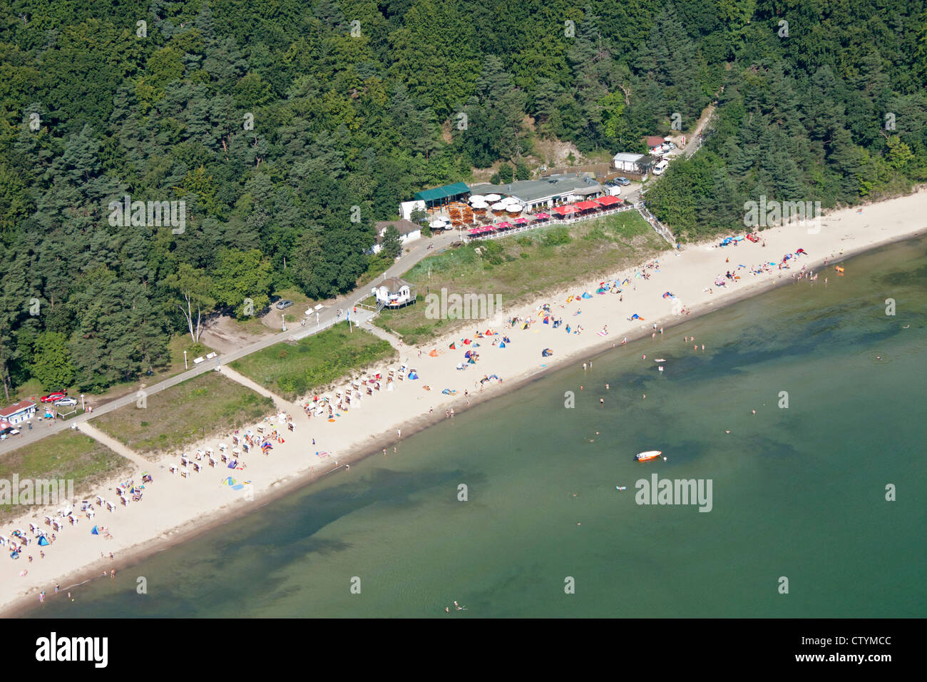 aerial photo of Sellin Beach, Ruegen Island, Baltic Sea Coast, Mecklenburg-West Pomerania, Germany Stock Photo