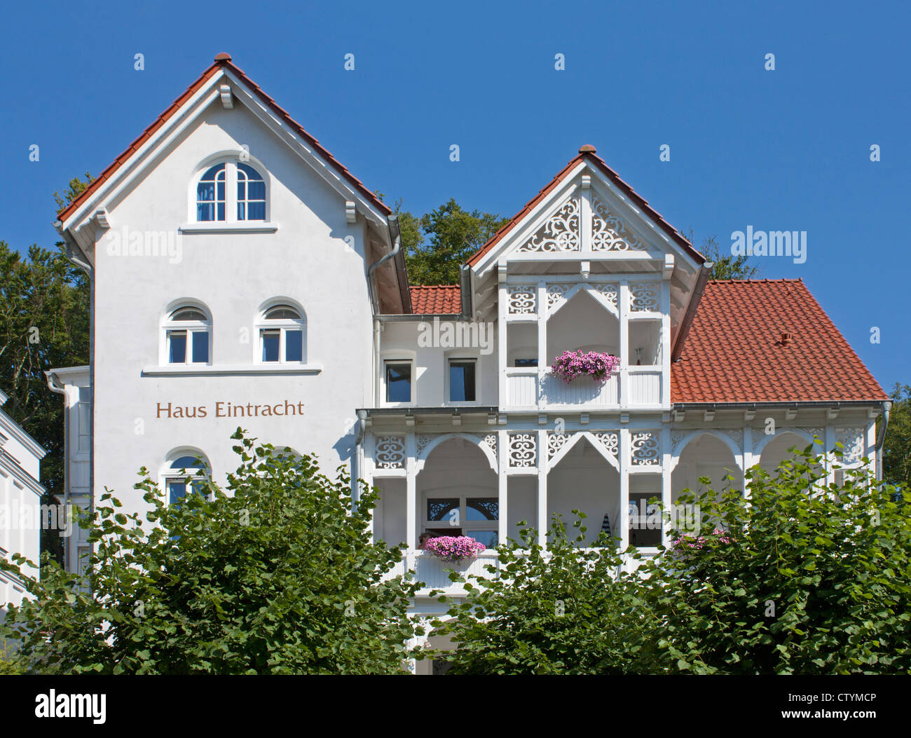 wooden house, Sellin, Ruegen Island, Baltic Sea Coast, Mecklenburg-West Pomerania, Germanyy Stock Photo