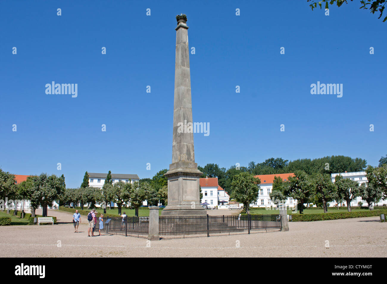 obelisk at the centre of the Circus, Putbus, Ruegen Island, Baltic Sea Coast, Mecklenburg-West Pomerania, Germany Stock Photo