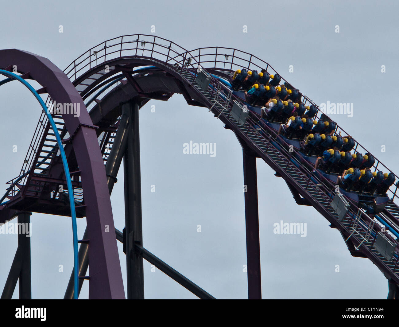 Roller coaster at Six Flags New England near Agawam, Massachusetts Stock Photo